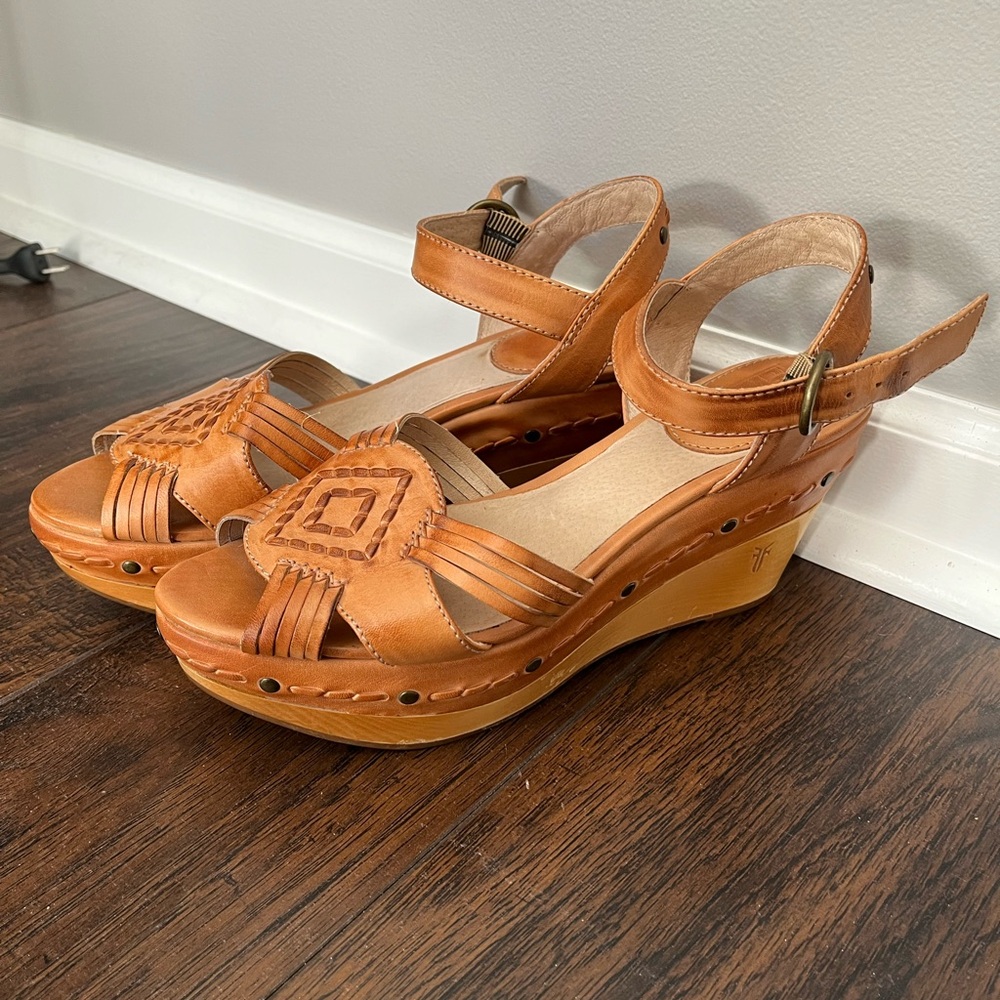Frye Leather Wedge Sandals